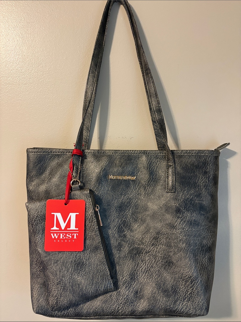 Montana West Gunmetal Gray Shoulder Bag with Zip Pouch NWT